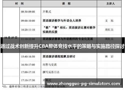 通过战术创新提升CBA整体竞技水平的策略与实施路径探讨 通过战术创新提升CBA整体竞技水平的策略与实施路径探讨