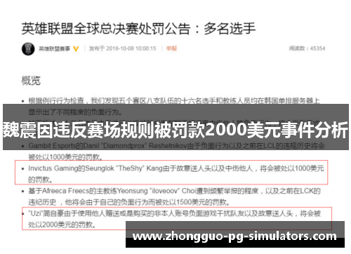 魏震因违反赛场规则被罚款2000美元事件分析